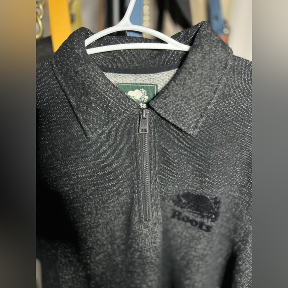 Roots Women Charcoal 1/4 Zip-Up Sweater - Picture 3 of 5